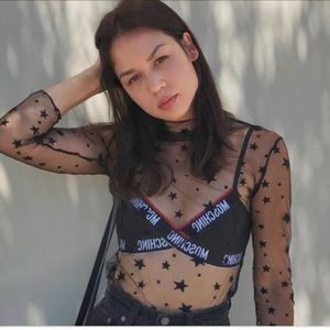 Sheer star print turtleneck